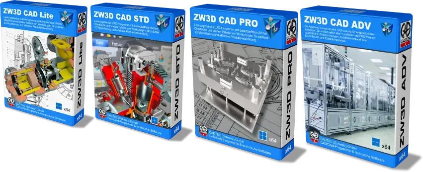 ZW3D CAD Lite, Standard, Professional und Advanced