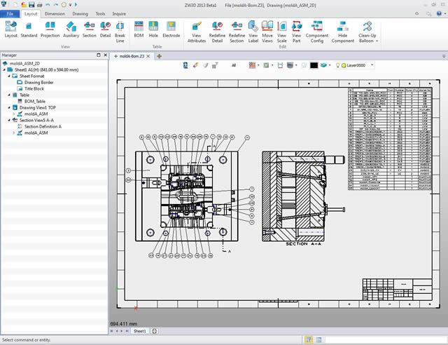 Assoziative Stücklisten in ZW3D CAD